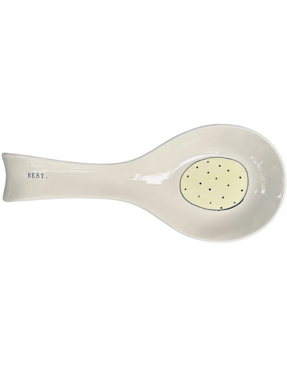 Rae Dunn Spoon REST Yellow Black Polka Dot Easter Spring Summer 2017 OG NWT